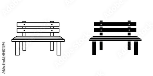 modern wooden bench with metal legs flat design vector illustration