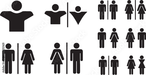 Collection of icons representing various gender and restroom symbols for inclusivity