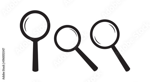 Three magnifying glasses for detailed examination and investigation purposes