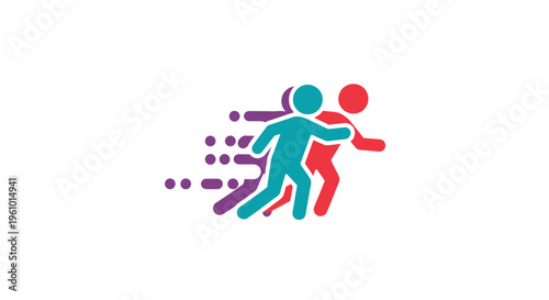 Abstract illustration of two figures in motion with speed effect