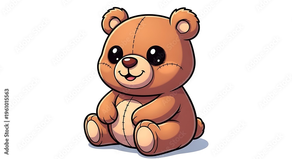 Fototapeta premium Charming Cartoon Teddy Bear Illustration - A Cuddly Childhood Companion
