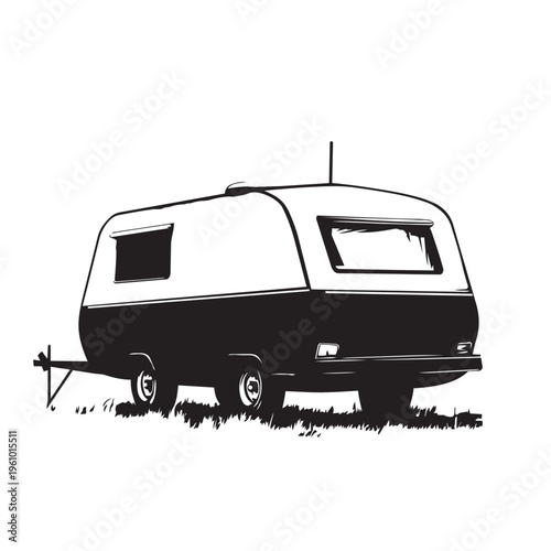 caravan on white background