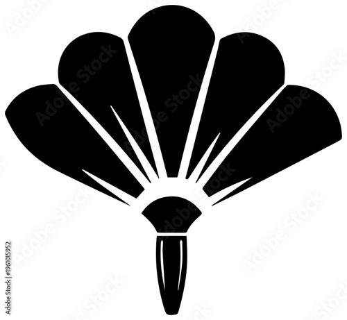 Sleek black silhouette of a fan shaped paintbrush symbolizing artistic creation design and creative tools isolated on a clean white background vector graphic for digital and print