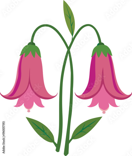 Drooping bell lily flowers vector in soft natural aesthetic style