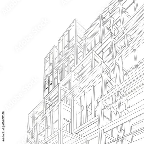 Detailed architectural building structure blueprint.