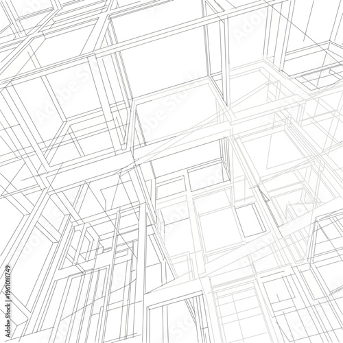 Detailed Blueprint Architectural Lines Structure.