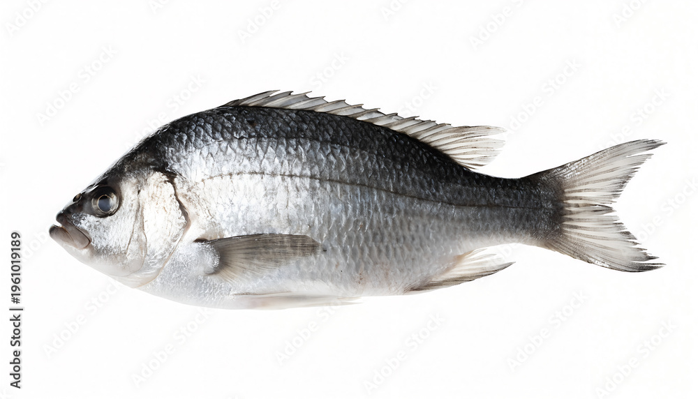 Fototapeta premium Whole Tilapia Fish Isolated on White Background Fresh Seafood
