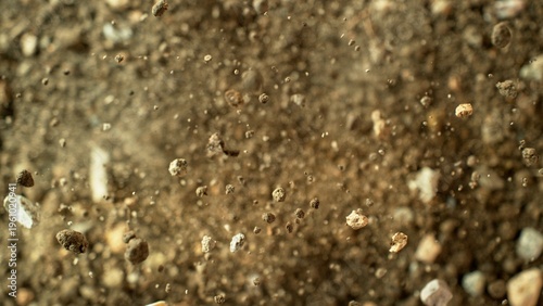 Freeze Motion Shot of Soil ...
