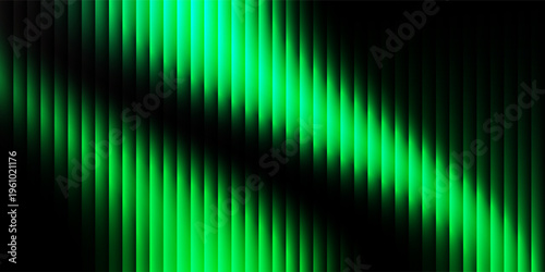 Dark green neon gradient ribbed glass. Vector ribbed glass texture background. Mesh gradient. acrylic ribbed bath surface. Reeded glass background semitransparent overlay. Bath wall window
