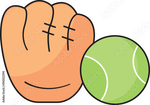 Single Icon Baseball Glove with Flat Design