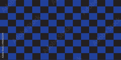 Foto blue and black checkered pattern, Checkerboard seamless pattern