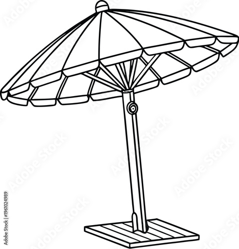 Simple Outline Drawing of an Outdoor Patio Umbrella with Square Base
