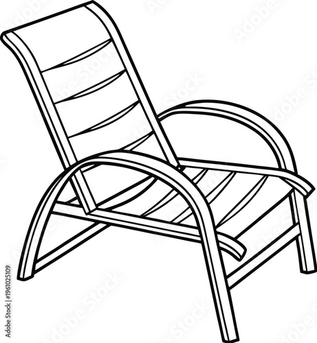 Simple Line Art Icon of a Modern Outdoor Lounge Chair