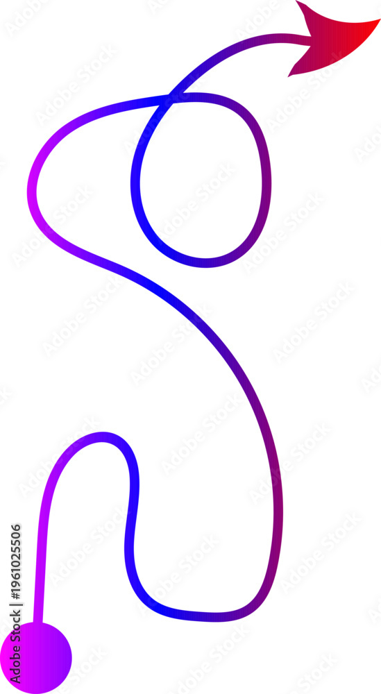Fototapeta premium Red curved arrow set with wavy lines and loops, 1 hand drawn doodle arrows for business process flow, creative path and direction indicators isolated on Transparent Background