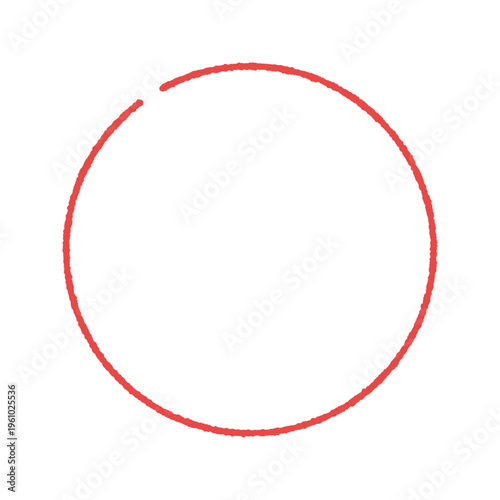 手書きの赤い途切れた線の丸いフレーム素材 - コピースペースのあるシンプルでおしゃれな円形の飾り罫