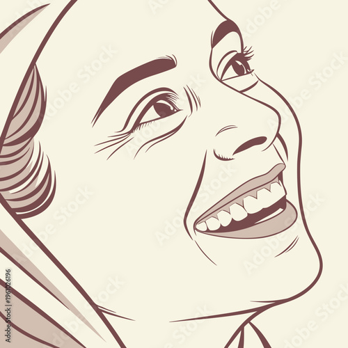 Smiling old woman with headscarf