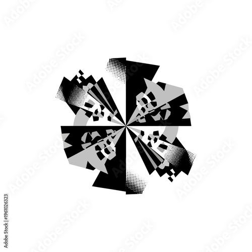 Black and white abstract geometric shape.