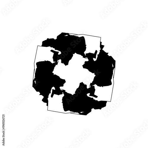 Black and white puzzle pieces circle.