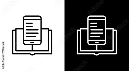 Ebook Reader White Icon Set Design