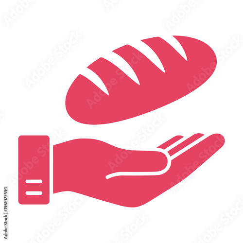 Hand offering a loaf of bread on a white background symbolizing generosity and food donation
