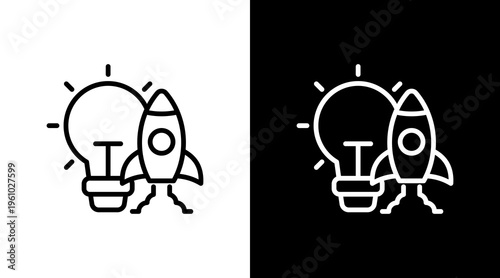 Launch Idea White Icon Set Design