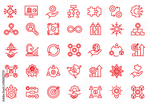 Business Integration icon set. Editable line icons. Vector illustration.