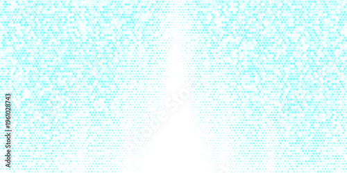Hexagon halftone gradient texture. Abstract black grunge background. Geometric retro halftone tech wallpaper. Fading wavy hexagonal pattern backdrop. Vector vanishing honeycomb grunge bitmap overlay