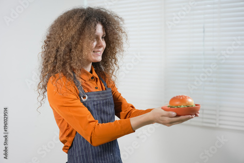 A female model is posing in a studio against a white backdrop, displaying various expressions such as showing a credit card, laughing, crying, feeling happy, surprised, playing sports, and more.
