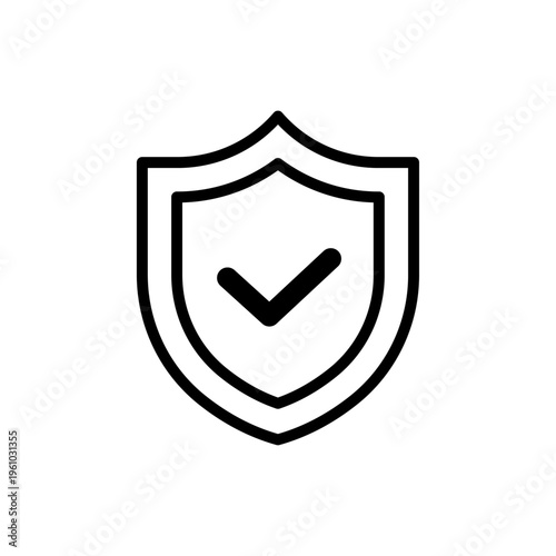 セキュリティ保護チェックシールドアイコン シンプル線画