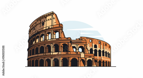Iconic Italian amphitheater with arched levels against a sky backdrop