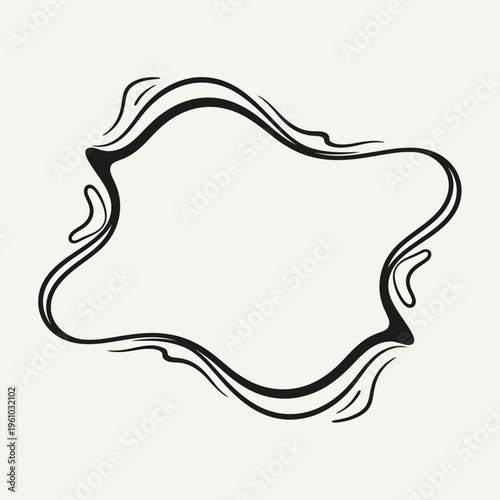 Black wavy abstract shape design element.