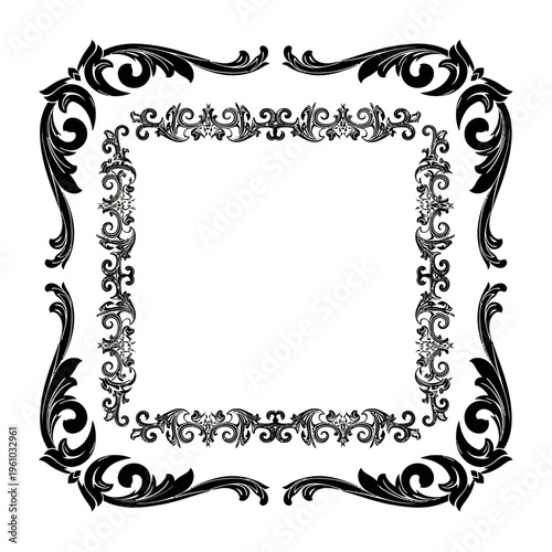 Ornate black floral frame border design.