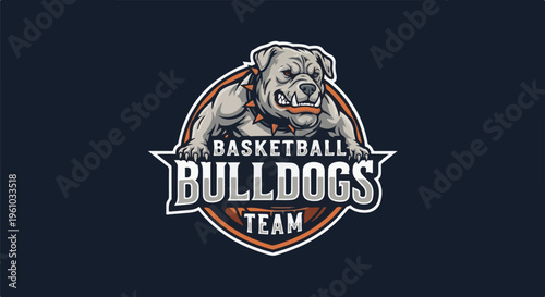 Fierce bulldog mascot logo for a basketball team