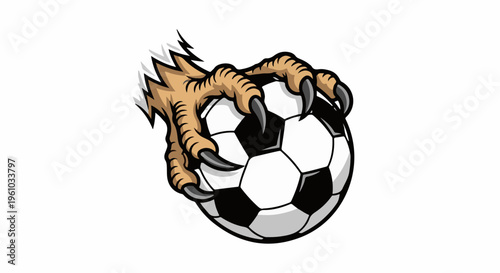 Fierce claw grips soccer ball, breaking free with jagged edges