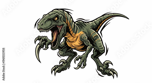 Ferocious dinosaur with sharp claws and teeth in a dynamic pose