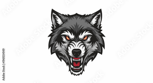 Fierce wolf head with glowing eyes and bared teeth