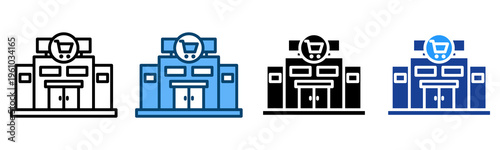 Supermaket Icon Multiple Style Vector Collection   