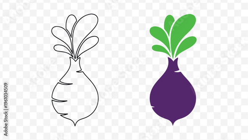 Modern beetroot icon set, dual style, minimal UI symbol, outline and solid version, vegetable, food, app, web, branding isolated on Transparent Background