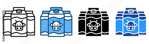 Milk Box Icon Multiple Style Vector Collection   