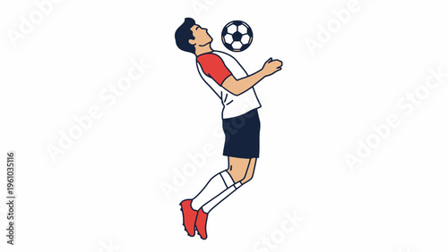Soccer player performing chest control with ball