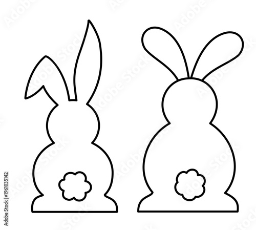 Simple shape of Easter bunny  collection.
Cute rabbit coloring drawing.
Transparent background.