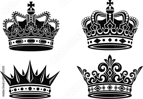 Royal crown illustration, ornate design, monarchy symbol, luxury artwork, decorative crown vector, regal style, nobility emblem, heritage tradition
