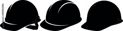 Hard hat silhouettes set for construction and industrial safety