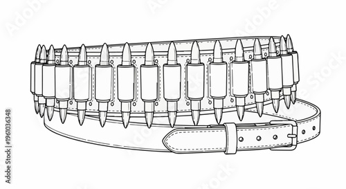 Leather belt with ammunition cartridges