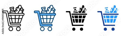 Grocery Cart Icon Multiple Style Vector Collection   