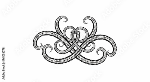 Intricate ornamental design resembling intertwined tire treads forming a symmetrical pattern