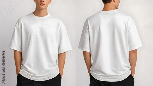 White T-Shirt Mockup Front and Back View Minimal Clean Apparel Template