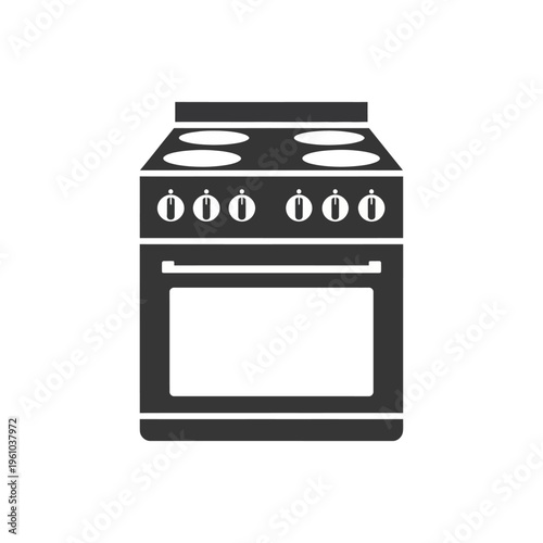 Black and white kitchen electric stove.