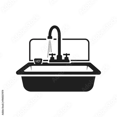 Black and white kitchen sink faucet.