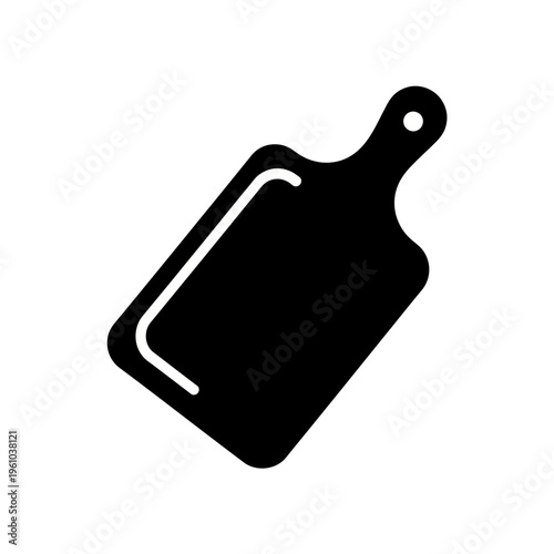 Black cutting board kitchen tool.